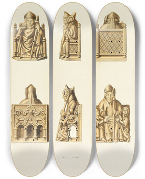 Triptych art skateboard deck of Carl Becker Kunstwerke Und Gerathschaften Des Mittelalters Und Der Renaissance Pl63 by Carl Becker (19-)