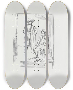 Triptych art skateboard deck of Max Slevogt Ali Baba Und Die Vierzig Rauber Pl10 by Max Slevogt (1868-1932)