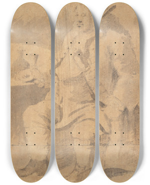 Triptych art skateboard deck of William Hogarth Gabriel Hunt by William Hogarth (1697-1764)
