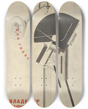 Triptych art skateboard deck of El Lissitzky Matrosam by El Lissitzky (1890-1941)