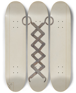 Triptych art skateboard deck of Samuel Fineman Tongs by Samuel Fineman
