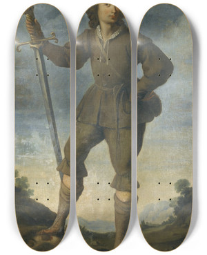 Triptych art skateboard deck of Antonio Del Castillo Y Saavedra David by Antonio Del Castillo Y Saavedra (1616-1668)