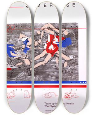Triptych art skateboard deck of National Institutes Of Health Nutrition And Exercise by National Institutes Of Health (1887)