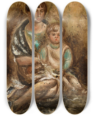 Triptych art skateboard deck of Wacaw Wsowicz Portret Ony Z Creczk by Waclaw Wasowicz (1891-1942)