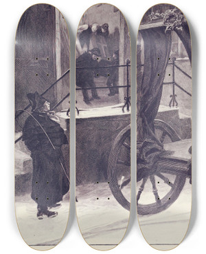 Triptych art skateboard deck of Hans Tegner Fairy Tales And Stories Pl25 by Hans Tegner (1853-1932)
