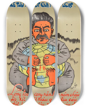 Triptych art skateboard deck of Us Information Agency Viet Poster 3_1 by U S Information Agency (1953-1999)