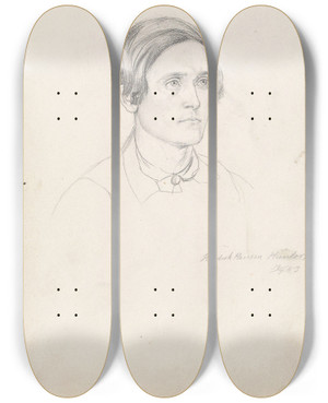 Triptych art skateboard deck of Adolph Tidemand Hendrik Hansen Hundorp by Adolph Tidemand (1814-1876)