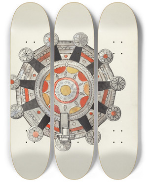 Triptych art skateboard deck of Dana Bartlett Cut Tin Candle Holder_1 by Dana Bartlett