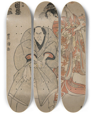 Triptych art skateboard deck of Toyokuni Utagawa Ichikawa Danz D Danzabur by Toyokuni Utagawa (1769-1825)