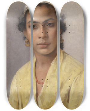 Triptych art skateboard deck of Franz Xaver Kosler Ajuscha Kairo by Franz Xaver Kosler (1864-1905)