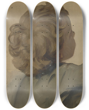 Triptych art skateboard deck of Jakob Becker Junge Mit Lockenkopf Im Verlorenen Profil Nach Rechts by Jakob Becker (1810-1872)