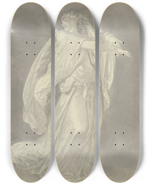 Triptych art skateboard deck of Ferdinand Fellner Lady Macbeth Mit Blutigen Hnden_1 by Ferdinand Fellner (1799-1859)