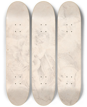 Triptych art skateboard deck of Hendrik Krock Den Hellige Georg Kmper Med Dragen by Hendrik Krock (1671-1738)