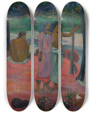 Triptych art skateboard deck of Paul Gauguin The Call by Paul Gauguin (1848-1903)