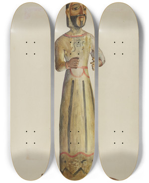 Triptych art skateboard deck of Carl Obergh Bulto St Ignatius by Carl Obergh