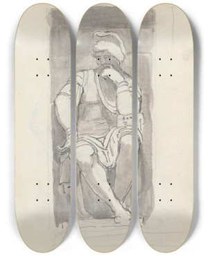 Triptych art skateboard deck of John Flaxman Lorenzo De Medici By Michelangelo From The Tomb Of Lorenzo De Medici Church Of San Lorenzo Florence by John Flaxman (1755-1826)