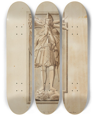 Triptych art skateboard deck of Carl Ludwig Frommel Rtteln Dorfkirche Grabmal Des Markgrafen Rudolf Iii Von Badenhachberg Gest 1428 by Carl Ludwig Frommel (1789-1863)