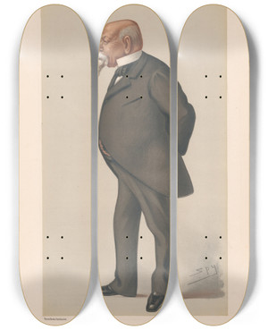 Triptych art skateboard deck of Leslie Matthew Ward Americans Uncle Sam Mr Samuel Ward 10 January 1880 by Leslie Matthew Ward (1851-1922)