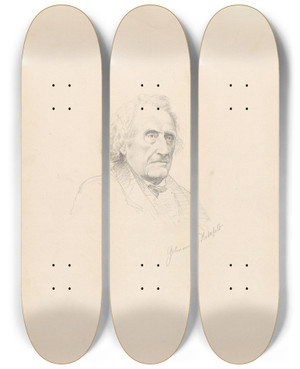 Triptych art skateboard deck of Adolph Tidemand Geheimrat Hatzfeld by Adolph Tidemand (1814-1876)