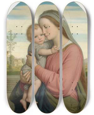 Triptych art skateboard deck of Franz Ittenbach Mater Christi by Franz Ittenbach (1813-1879)