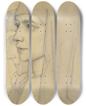 Triptych art skateboard deck of Jan Toorop Portret Van Treesje Westermann Moeder Thrse Huf Van Bethani by Jan Toorop (1858-1928)