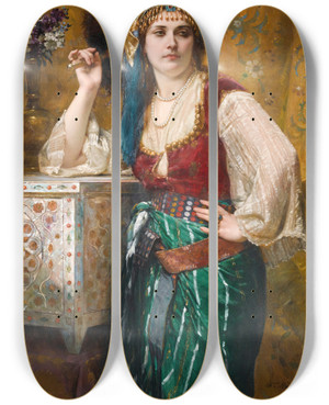 Triptych art skateboard deck of Charles Louis Mller Odalisque by Charles Louis Muller (1815-1892)
