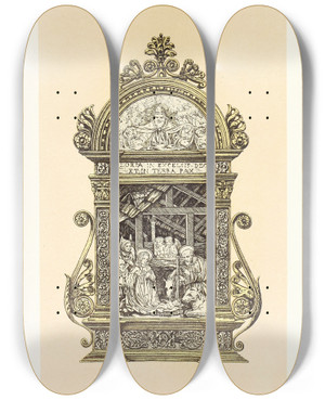 Triptych art skateboard deck of John Charles Robinson Niello Pax Italian by John Charles Robinson (1824-1913)
