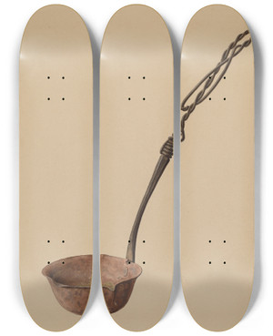 Triptych art skateboard deck of Eugene Bartz Melting Ladle by Eugene Bartz