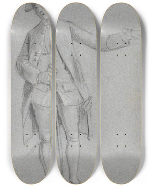 Triptych art skateboard deck of Paul Sandby Portrait Of Thomas Sandby Ra The Artists Brother by Paul Sandby (1731-1809)