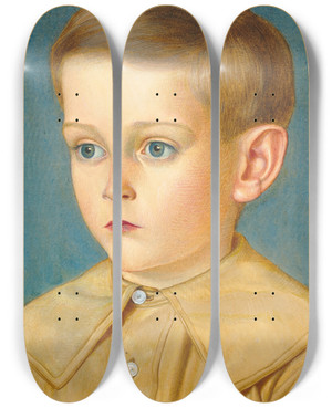 Triptych art skateboard deck of Joseph Edward Southall Portrait Of The Artists Nephew Edward Stafford Allen by Joseph Edward Southall (1861-1944)