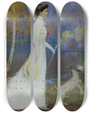 Triptych art skateboard deck of Hans Olde Caroline Grand Duchess Of Saxonyweimareisenach by Hans Olde (1855-1917)