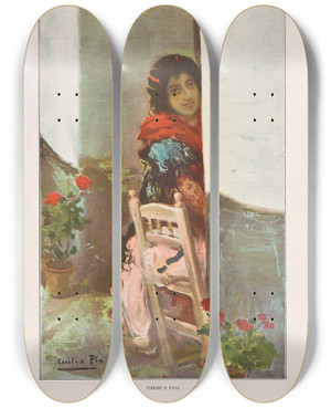 Triptych art skateboard deck of Miguel Segui Publisher Album Salon Pl42 by Miguel Segui (Publisher) (19-)