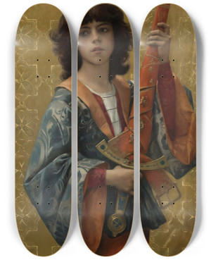 Triptych art skateboard deck of Alexandre Cabanel A Page by Alexandre Cabanel (1823-1889)