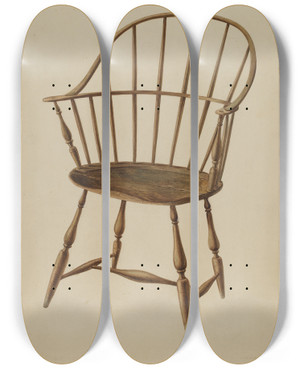Triptych art skateboard deck of Louis Plogsted Windsor Chair by Louis Plogsted