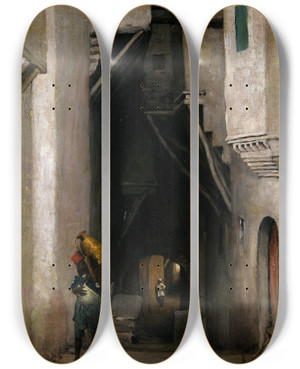 Triptych art skateboard deck of William Sartain Algerian Water Carrier_1 by William Sartain (1843-1924)