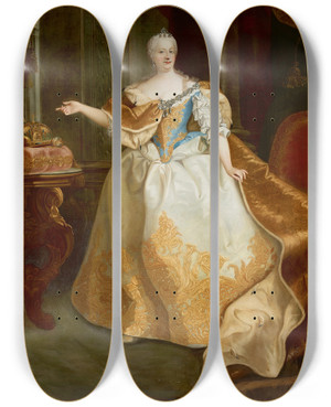 Triptych art skateboard deck of Martin Van Meytens Empress Maria Theresa by Martin Van Meytens (1695-1770)