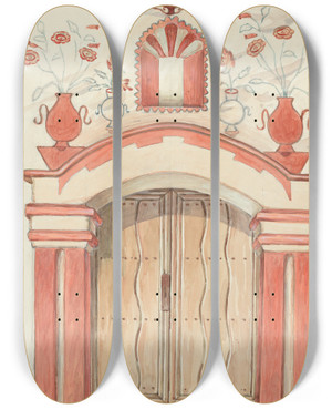 Triptych art skateboard deck of Robert Wr Taylor Main Doorway And Arch by Robert W R Taylor (20-)