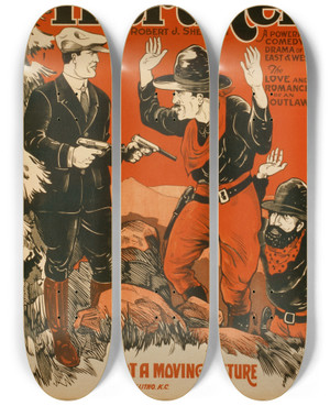 Triptych art skateboard deck of Quigley Litho Co The Intruder by Quigley Litho Co (19-20-)