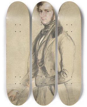 Triptych art skateboard deck of John Linnell Portrait Of John Davies Gilbert by John Linnell (1792-1882)