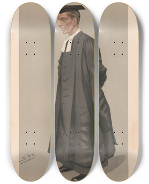 Triptych art skateboard deck of Leslie Matthew Ward Clergy Westminster Rev William Gunion Rutherford Head Master Of Westminster School 3 March 1898 by Leslie Matthew Ward (1851-1922)