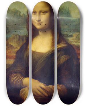 Triptych art skateboard deck of Leonardo Da Vinci Mona Lisa by Leonardo da Vinci (1452-1519) Triptych art skateboard deck of Leonardo Da Vinci Mona Lisa by Leonardo da Vinci (1452-1519)