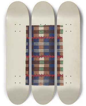 Triptych art skateboard deck of Cleon Barton Quilt by Cleon Barton
