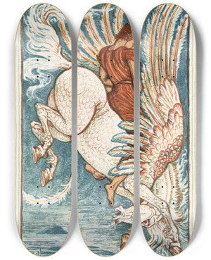 Triptych art skateboard deck of Walter Crane Bellerophon On Pegasus by Walter Crane (1845-1915) Triptych art skateboard deck of Walter Crane Bellerophon On Pegasus by Walter Crane (1845-1915)