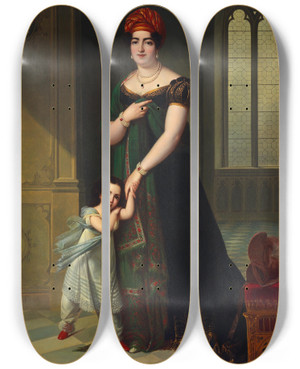 Triptych art skateboard deck of Franois Joseph Kinson Portrait Of The Duquesa De Frias And Her Son by Francois Joseph Kinson (1770-1839)