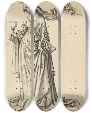 Triptych art skateboard deck of Workshop Of Hans Holbein The Elder St Barbara by Workshop of Hans Holbein the elder (1460-1524)