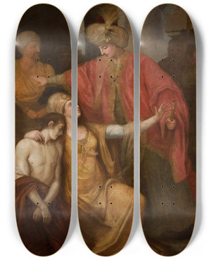 Triptych art skateboard deck of Franciszek Smuglewicz Biblical Scene by Franciszek Smuglewicz (1745-1807)