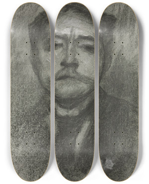 Triptych art skateboard deck of Eugne Carriere Portrait Of Jean Ajalbert by Eugene Carriere (1849-1906)