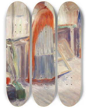 Triptych art skateboard deck of Hugo Simberg In The Studio by Hugo Simberg (1873-1917)