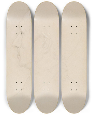Triptych art skateboard deck of Theodor Rehbenitz Portrait Of Peter Cornelius by Theodor Rehbenitz (1791-1861)