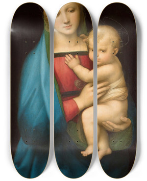 Triptych art skateboard deck of Raphael Madonna Del Granduca by Raphael (1483-1520)